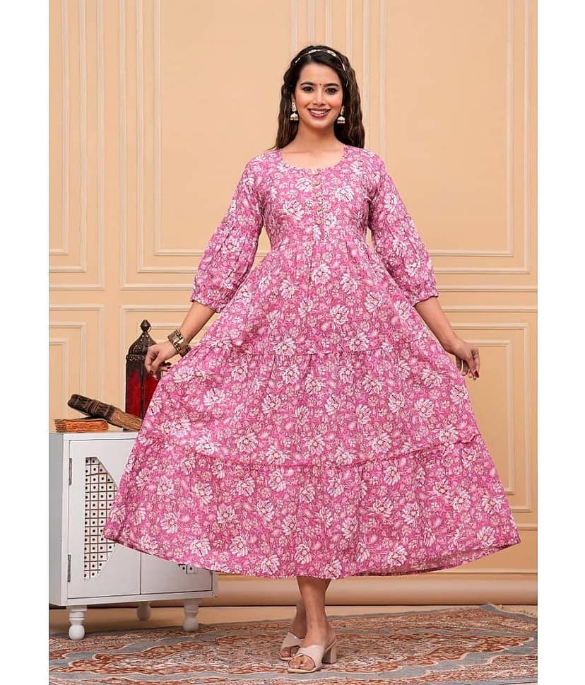 Nevisha Style Pink Cotton Maternity Kurta Single