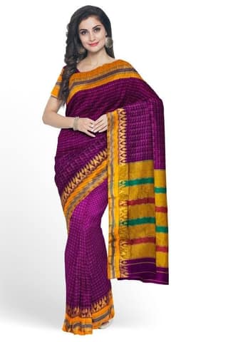 Purple Cotton Silk Ilkal Saree