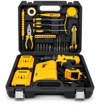 Cordless Drill Machine Tool Kit Set, Professional Power Drill & Screwdriver Set with Drill Bits, Socket Set, Pliers & Portable Carrying Case for Home, DIY & Repair