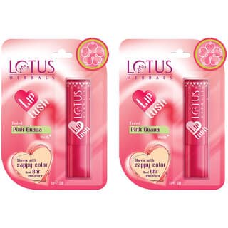 Lotus Herbals Lip Lush Tinted Lip Balm - Pink Guava Rush Spf 20 8H Moisturisation 4G ( Pack Of 2 )