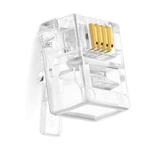 RJ11 4 Pin Telephone Plug 6P4C Modular Plug Telephone Phone Connector Crystal Head Plug Network Connector,Four-Core Cable RJ 11 Plug (Pack Of 30)