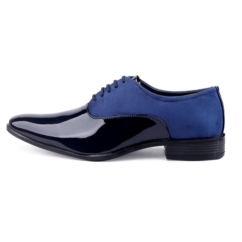 Bxxy's Faux Leather Semi Suede Classic Party Wear Lace-up Shoes for Men view 3