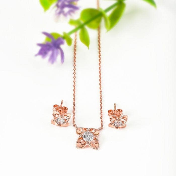 Rose Gold Floral Pendant Set view 3