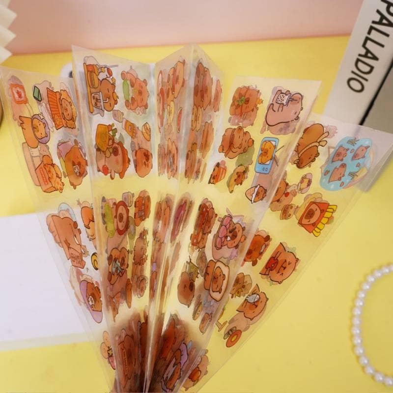 Cute Cartoon Decorative PET Sticker Sheets Assortment (Multicolor, Pack of 8) | Waterproof & Die-Cut | Journaling & Crafting view 5