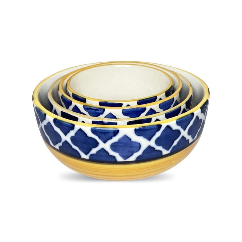Ceramic Dining Moroccan Blue Ceramic Serving Bowls Set of 4 view 2