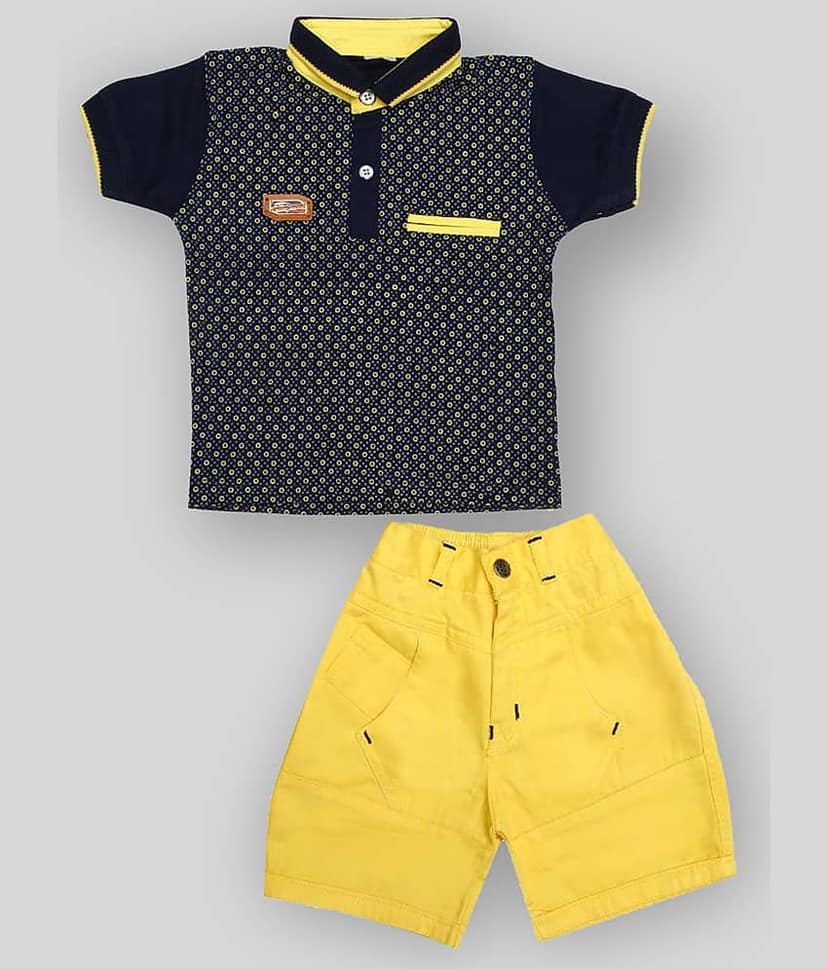Zadmus Pack of 1 Boys Cotton T-Shirt & Shorts Set ( Yellow )