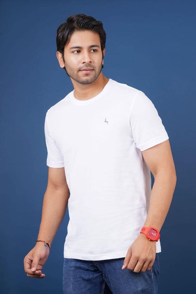 Men's White S/J Crew Neck view 4