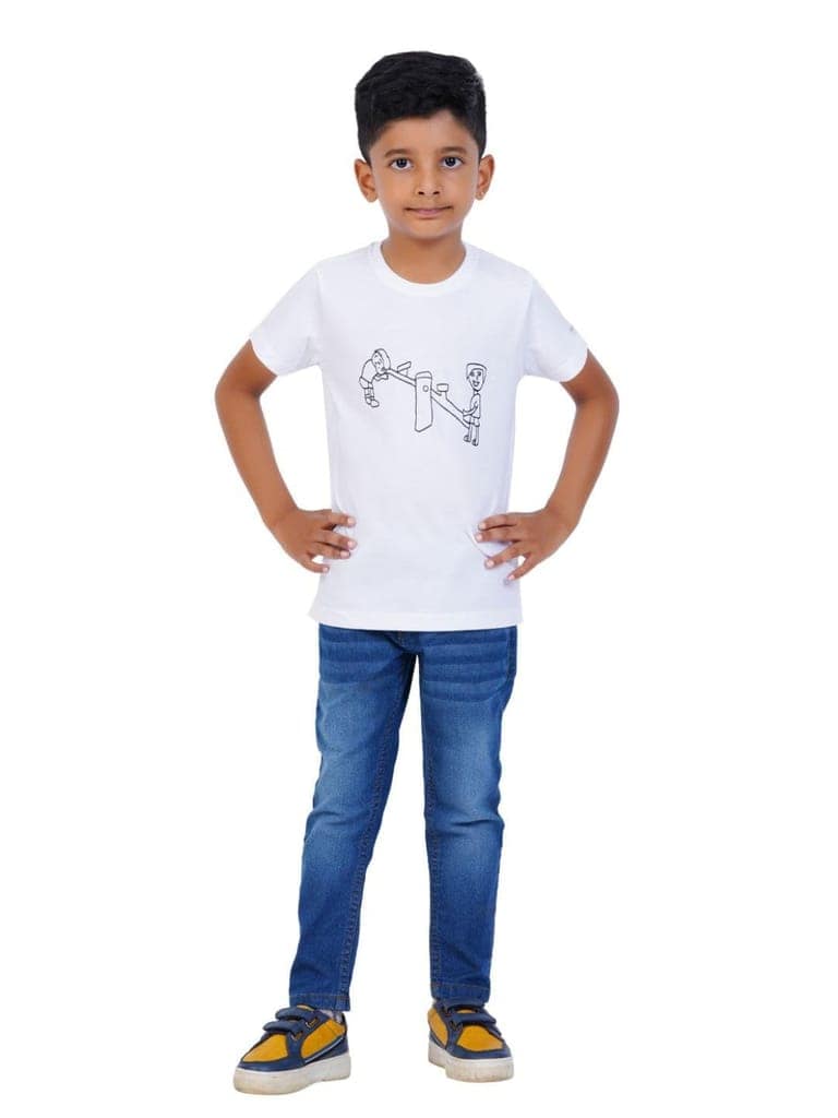 AIR GARB Boys Round Neck Printed Cotton T-shirt for 6-7 Years - Pack of 2 (K67-TBL-SW) Multicolour view 5