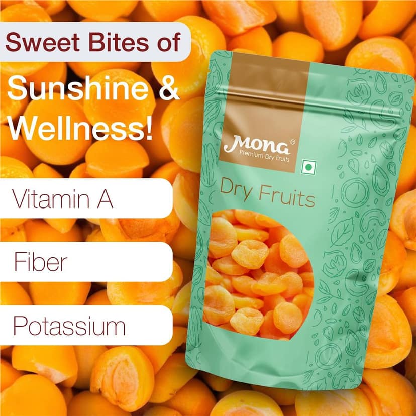 Mona Premium Dried Apricots | Sweet & Tangy Healthy Dry Fruit Snack view 4