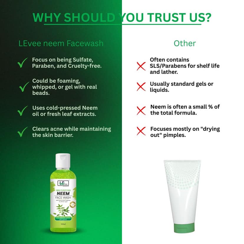 LEvee Skin Purifying Neem Face Wash for Men & Women | pH Balanced Cleanser for Acne & Pimple Control | With Natural Neem & Aloevera | For All Skin Types | 100ml view 4