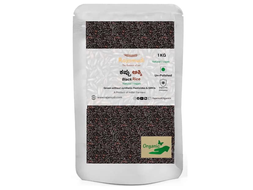 Rajamudi Organics Authentic Organic Black Rice / Karuppu Kavuni - 1 Kilogram