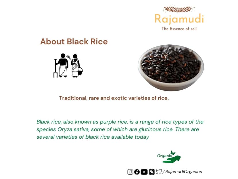 Rajamudi Organics Authentic Organic Black Rice / Karuppu Kavuni - 1 Kilogram view 3