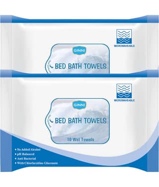 Ginni Hygiene Bed Bath Towel For Adults & Patients (Pack of 2) (10 Wipes/Pack) Wet Wipes ( 20 Pcs )
