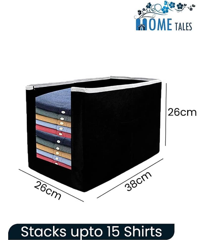Non-Woven 9 U Shirt Stacker, Wardrobe Organizer (Black) view 2