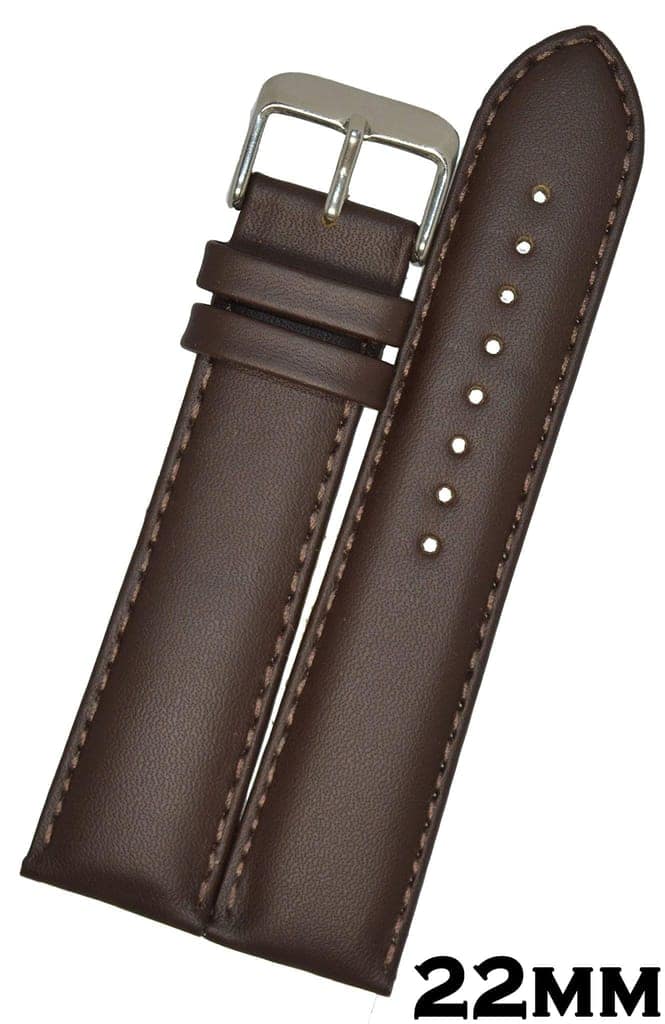 Exelent 22mm Plain Padded Ogive Tip Leather Watch Strap/Watch Band for Men Women Dark Brown view 2