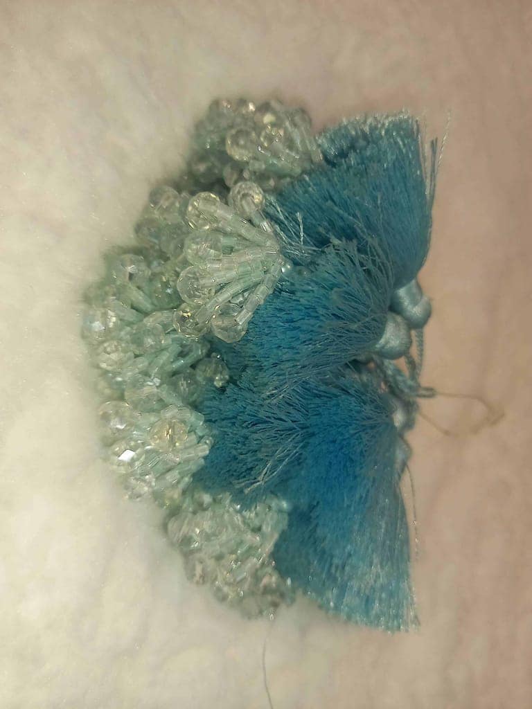 12PCS Handmade Beaded Tassel saree pallu hangings - Light Blue