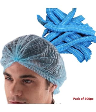 Krishzone blue cap 300pc NON woven surgical cap blue color pack of 300pc Pack of 3