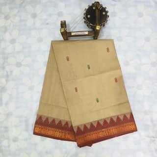 Cotton Saree without Blouse -FlowerBorder