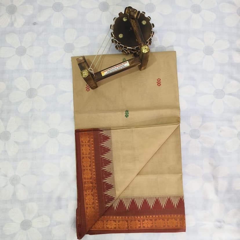Cotton Saree without Blouse -FlowerBorder view 3