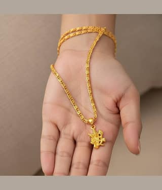 Charms Gold Religious Pendant With Chain ( Pack of 1 )