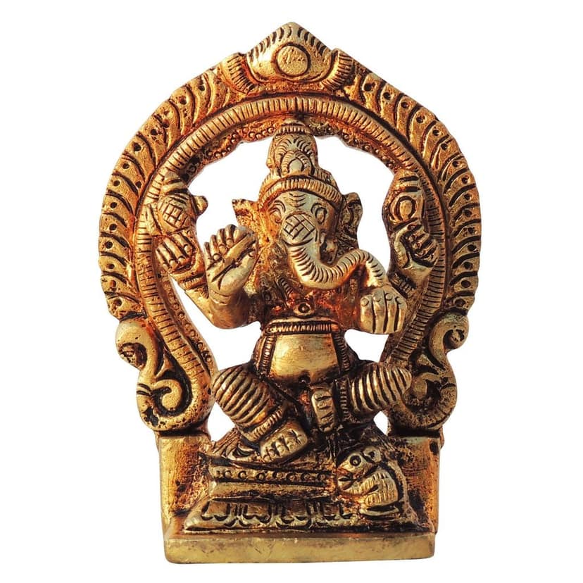 Brass Showpiece Ganesh Ji God Idol Statue (BSMAS596 G) view 3