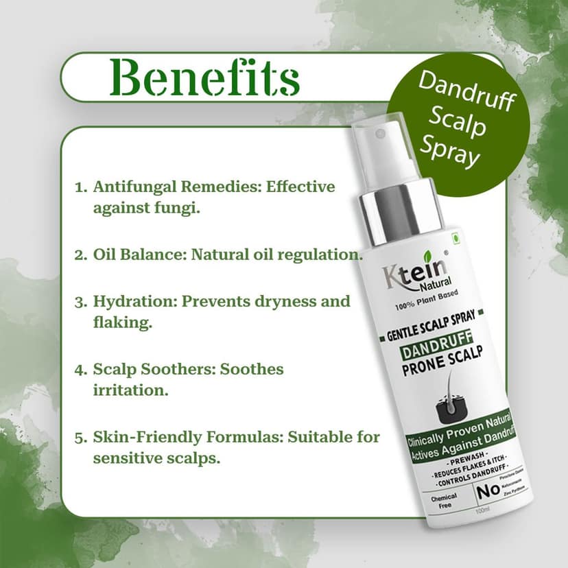 Ktein Natural 100% Plant Based Gentle Scalp Dandruff Spray (100ml) view 3