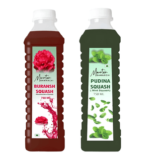 Mountain Bawarchi Combo of Buransh and Mint Squash | Summer Juice | Refreshing Juice | (2 x 750 ml)