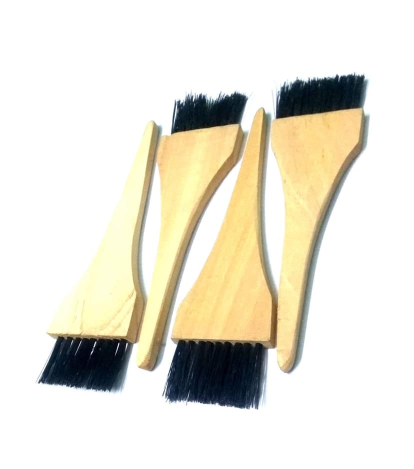 Nawani Mehndi/dye Brush with Wooden Body and Black Bristles Pack of 4 view 3
