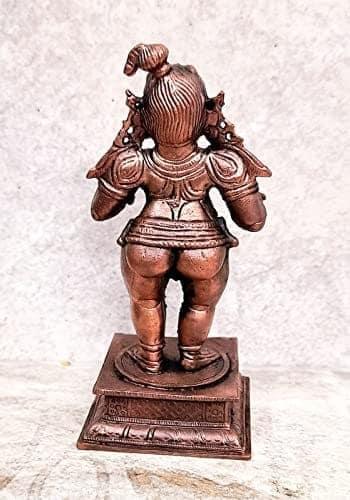 Searchers Paradise - Copper Idols Bal Krishna with Laddu, 4.3 inches, Copper Handmade 430 Grams, Patina Antique Finish, Pack of 1 Piece view 2