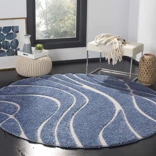 GALLERY HOME Silky Smooth Anti-Skid Shaggy Round Carpet with 2 inch Thickness (9 x 9 Round, Sky Blue )