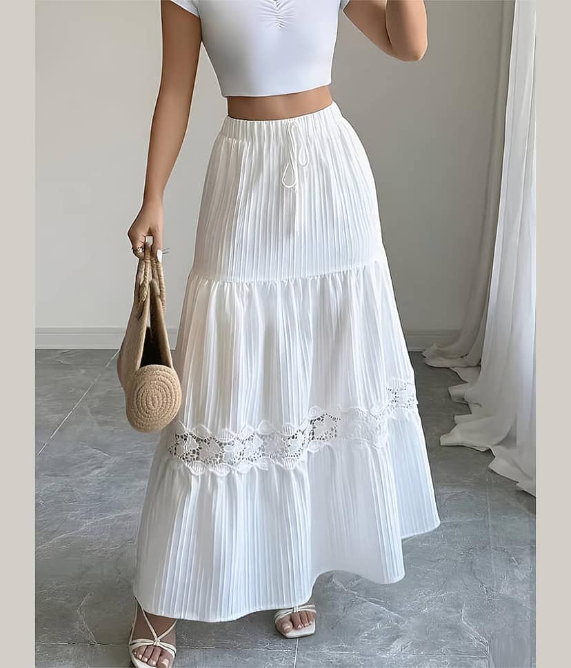 ZWERLON White Viscose Women's Flared Skirt ( Pack of 1 )