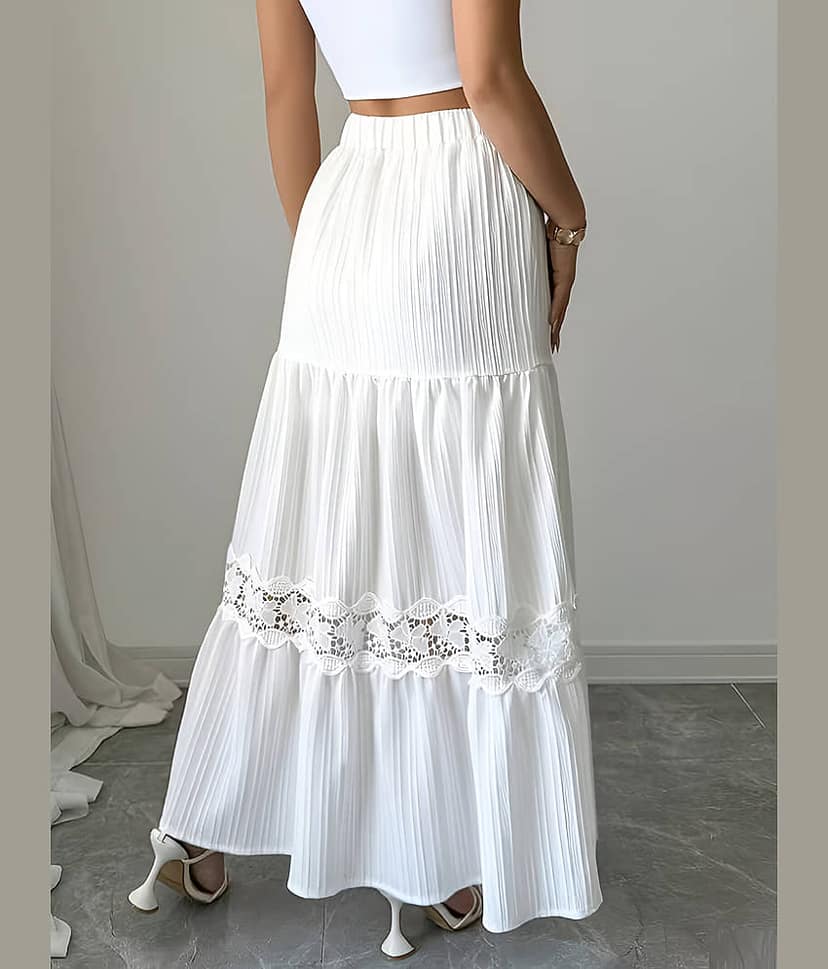 ZWERLON White Viscose Women's Flared Skirt ( Pack of 1 ) view 2