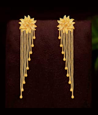 Drashti Collection Golden Danglers Earrings ( Pack of 1 )