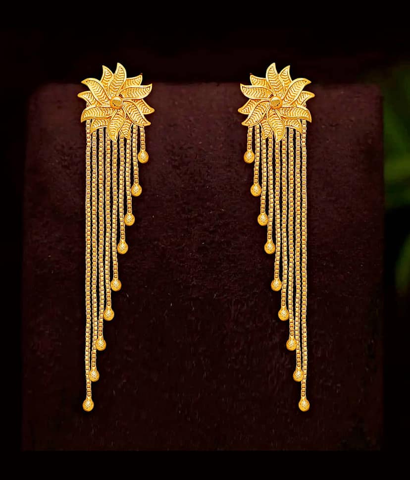 Drashti Collection Golden Danglers Earrings ( Pack of 1 )