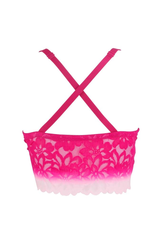 Sheluxe Women’s Floral Lace Longline Bralette with Deep V-Neck, Wire-Free Support, and Adjustable Straps for Everyday Comfort Magenta view 4