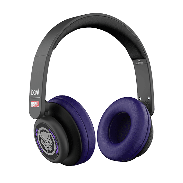 boAt Rockerz 450 Black Panther Marvel Edition | Bluetooth Headphones with 40mm Audio Drivers, 15H Playback, Voice Assistant, Dual Connectivity