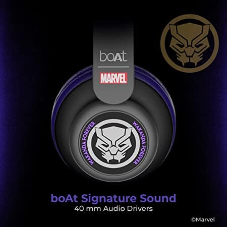 boAt Rockerz 450 Black Panther Marvel Edition | Bluetooth Headphones with 40mm Audio Drivers, 15H Playback, Voice Assistant, Dual Connectivity view 2