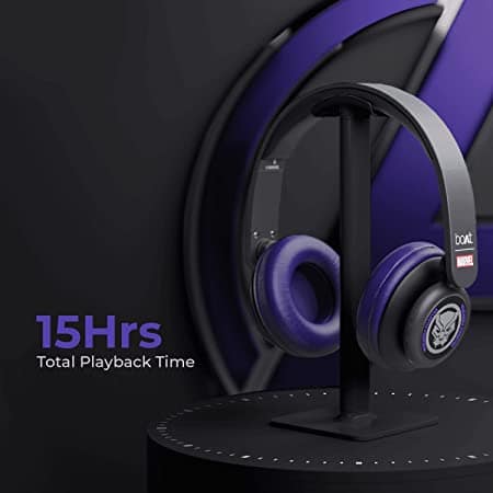 boAt Rockerz 450 Black Panther Marvel Edition | Bluetooth Headphones with 40mm Audio Drivers, 15H Playback, Voice Assistant, Dual Connectivity view 3
