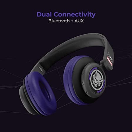 boAt Rockerz 450 Black Panther Marvel Edition | Bluetooth Headphones with 40mm Audio Drivers, 15H Playback, Voice Assistant, Dual Connectivity view 5