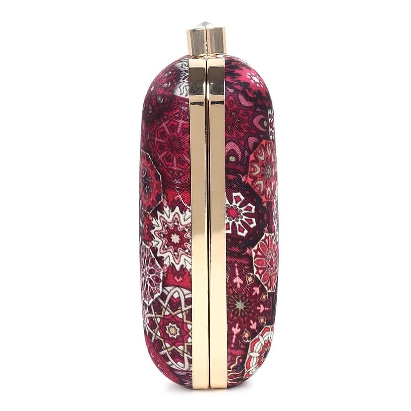 Pink with Multicolor printed Party hand cluth cum sling bag view 4