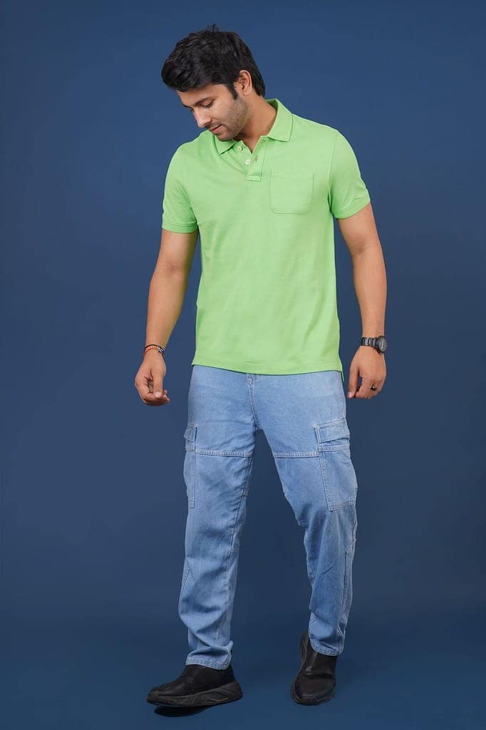 Men's Lt.Green Pocket Polo T-Shirt view 3
