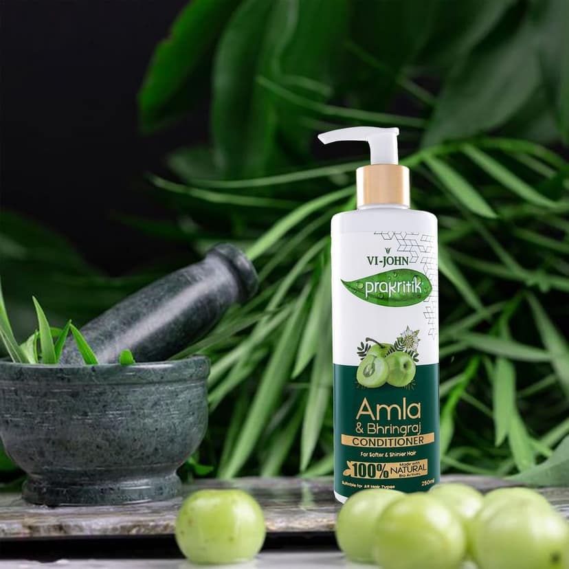 VI-JOHN PRAKRITIK Amla & Bhringraj Conditioner, Vitamin C for deep-rooted care,100% Bio Actives (250 ml) view 4