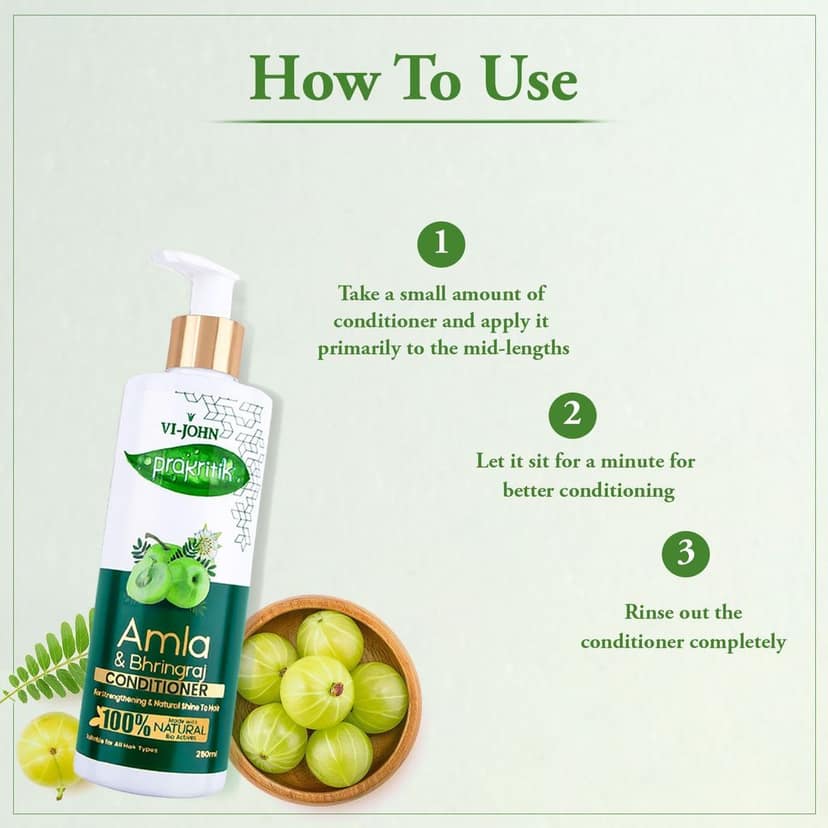 VI-JOHN PRAKRITIK Amla & Bhringraj Conditioner, Vitamin C for deep-rooted care,100% Bio Actives (250 ml) view 5