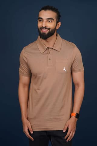 Men' Olive Steen Solid Polo T-Shirt