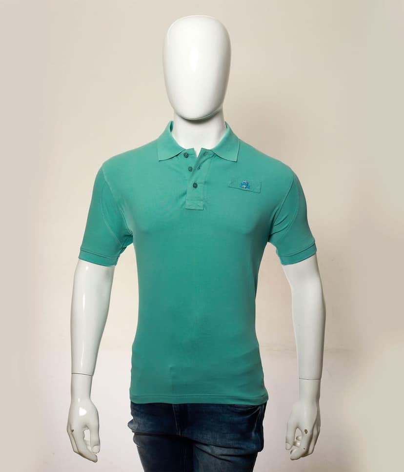 Men's Turquoise BlueSolid Polo T-Shirt