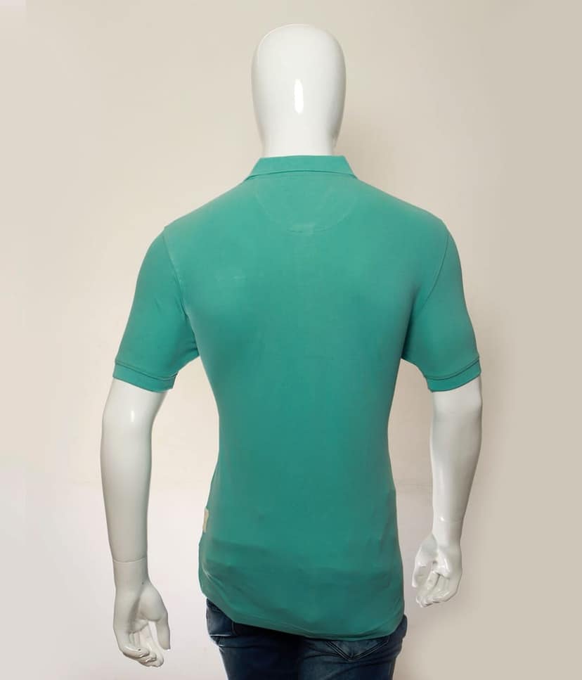 Men's Turquoise BlueSolid Polo T-Shirt view 2