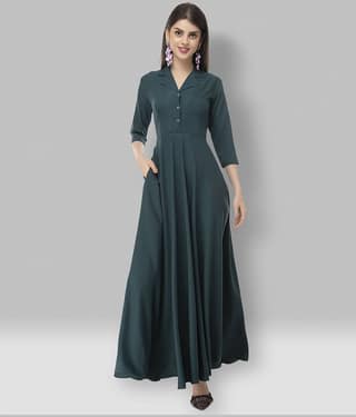 Rudrakriti Women Crepe Solid A-line Dress ( Purple )