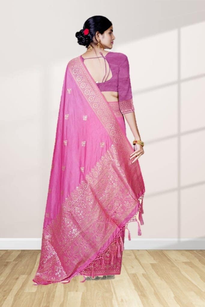 Pink Dola Silk Saree view 2