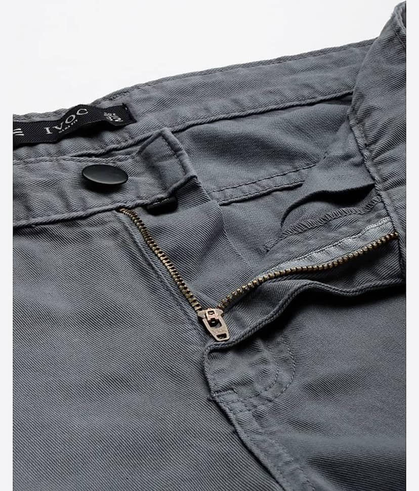 IVOC Slim Pleated Men's Cargos - Grey ( Pack of 1 )