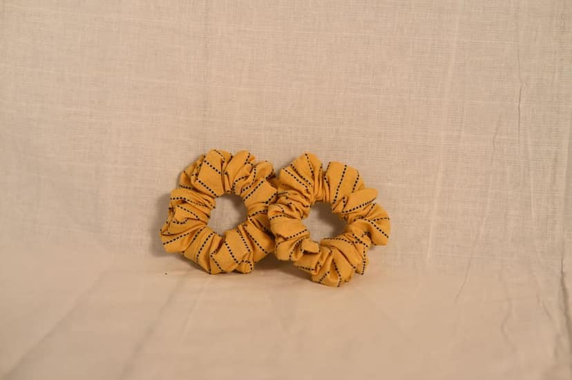 3 Pack of Mustard Yellow Striped Hair Scrunchies
